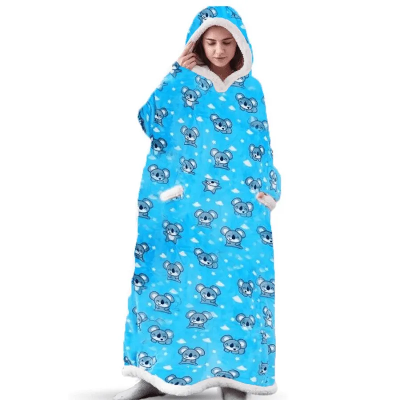 1pc Cozy Flannel Hoodie Blanket with Sleeves - Soft, Warm, and Fleece-Lined for Ultimate Comfort - Perfect for Winter, TV Nights, and Outdoor Activities