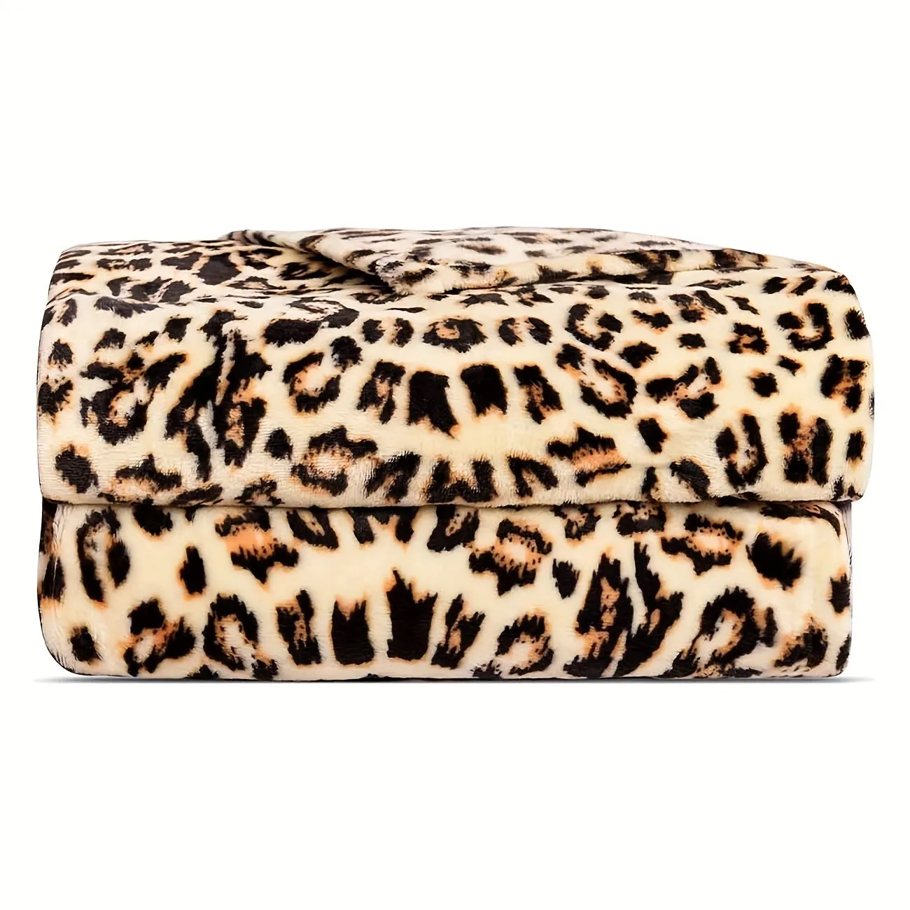 1pc Luxurious Leopard Fuzzy Plush Fleece Blanket - Soft, Double Print, Cheetah Pattern, Cozy Throws for Sofa, Couch, Bed - Perfect for Indoor, Outdoor, Travel, and Gift Giving