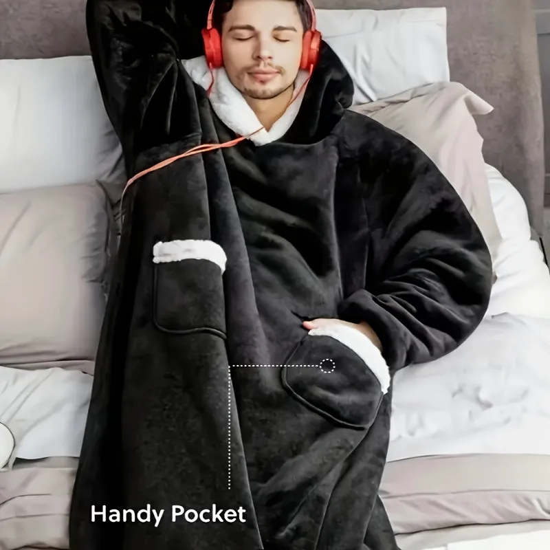 1pc Wearable Giant Blanket Hoodie - Ultra Soft, Super Warm, and Cozy Thick Fleece Blanket for Women and Men - Perfect Gift for Boys, Girls, and Adults, Ideal for Indoor Outdoor Use