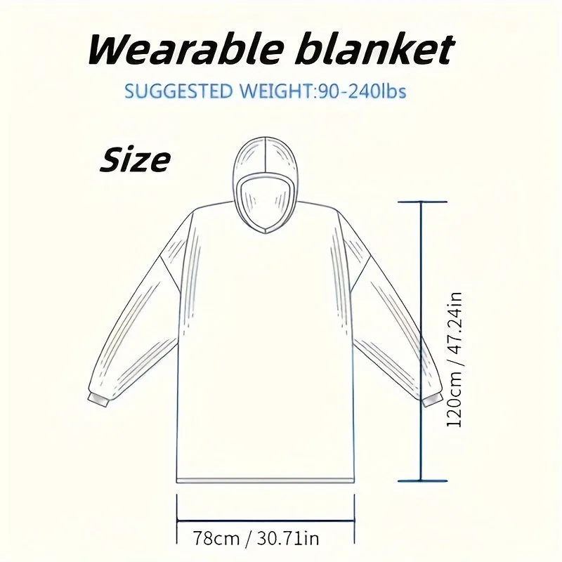 1pc Wearable Giant Blanket Hoodie - Ultra Soft, Super Warm, and Cozy Thick Fleece Blanket for Women and Men - Perfect Gift for Boys, Girls, and Adults, Ideal for Indoor Outdoor Use