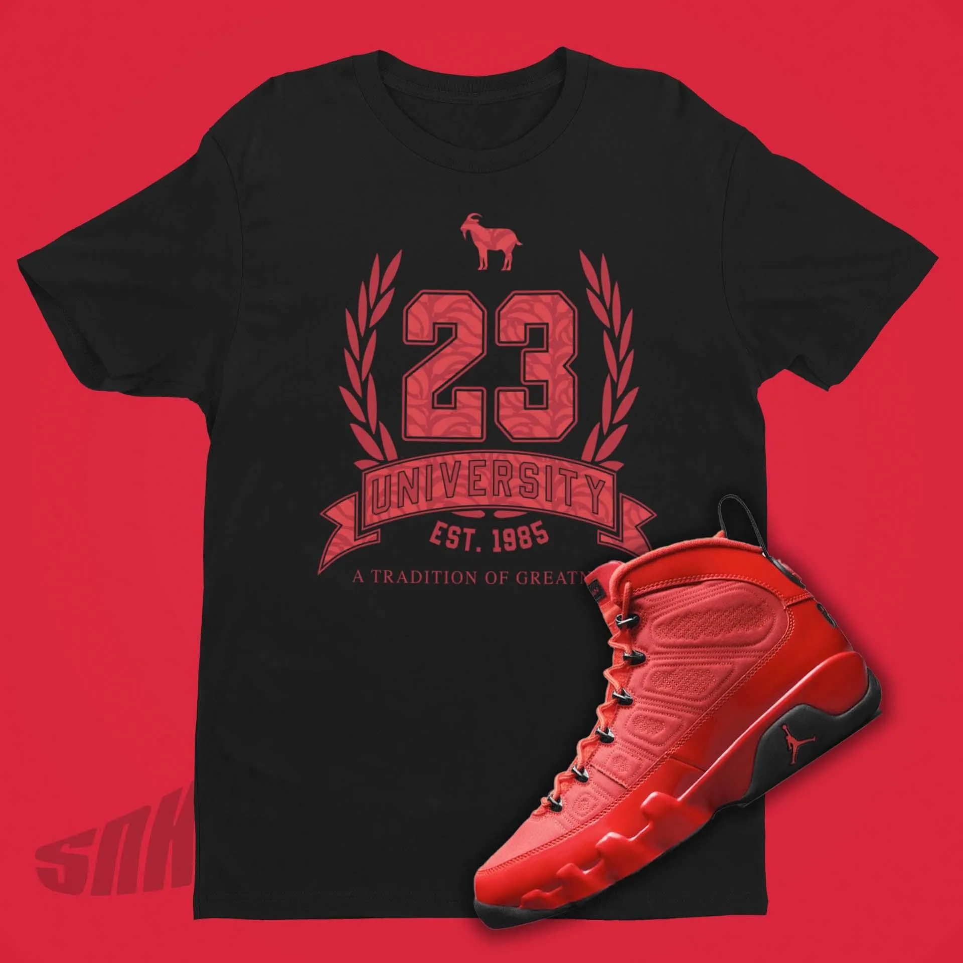 23 University Shirt to Match Air Jordan 9 Chile Red