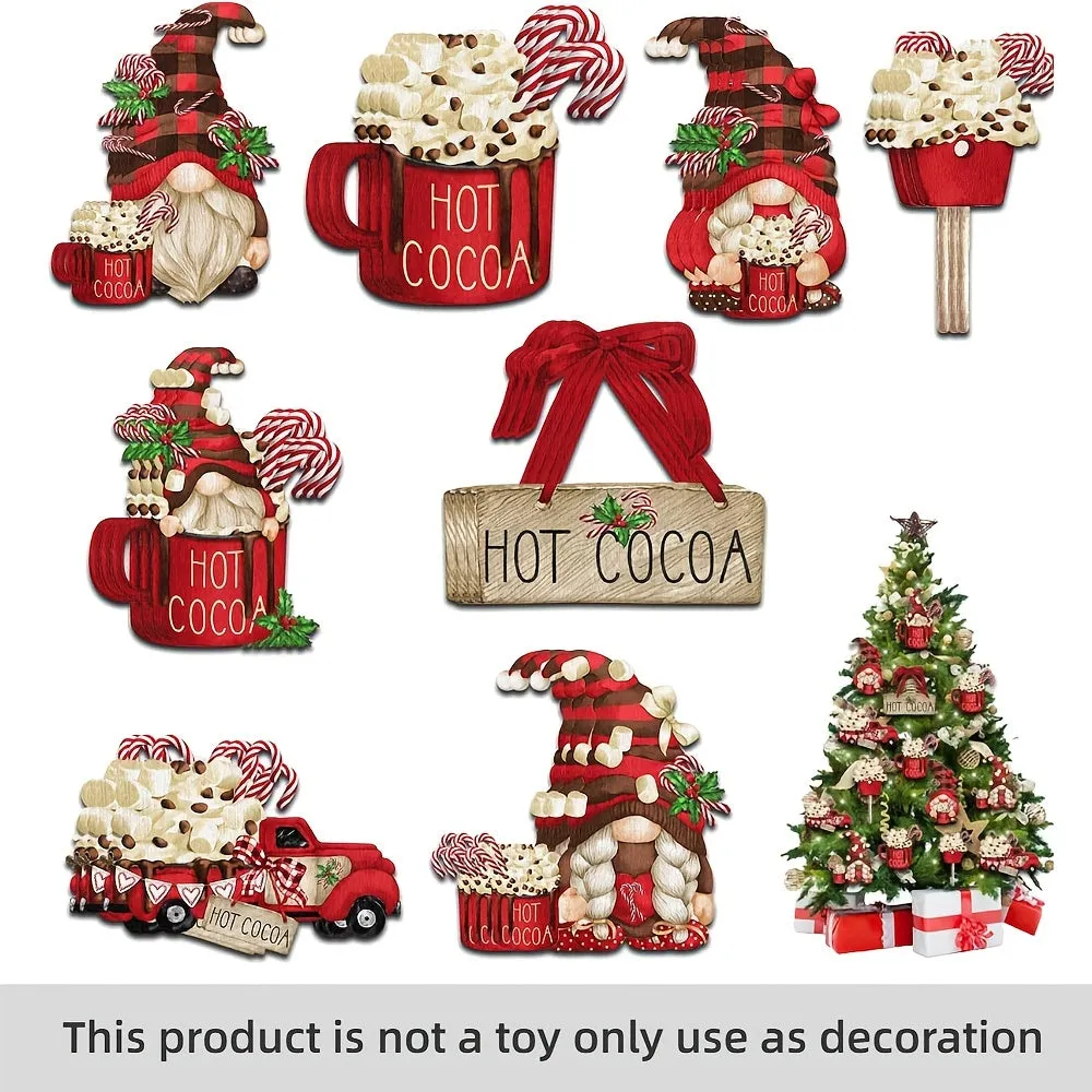 24pcs Wooden Santa Claus Hanging Decorations - Perfect for Christmas Hot Cocoa & Outdoor Festival Parties!