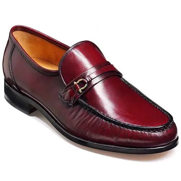 40% OFF BARKER Wade Shoes - Mens Moccasins - Burgundy Kid UK 6