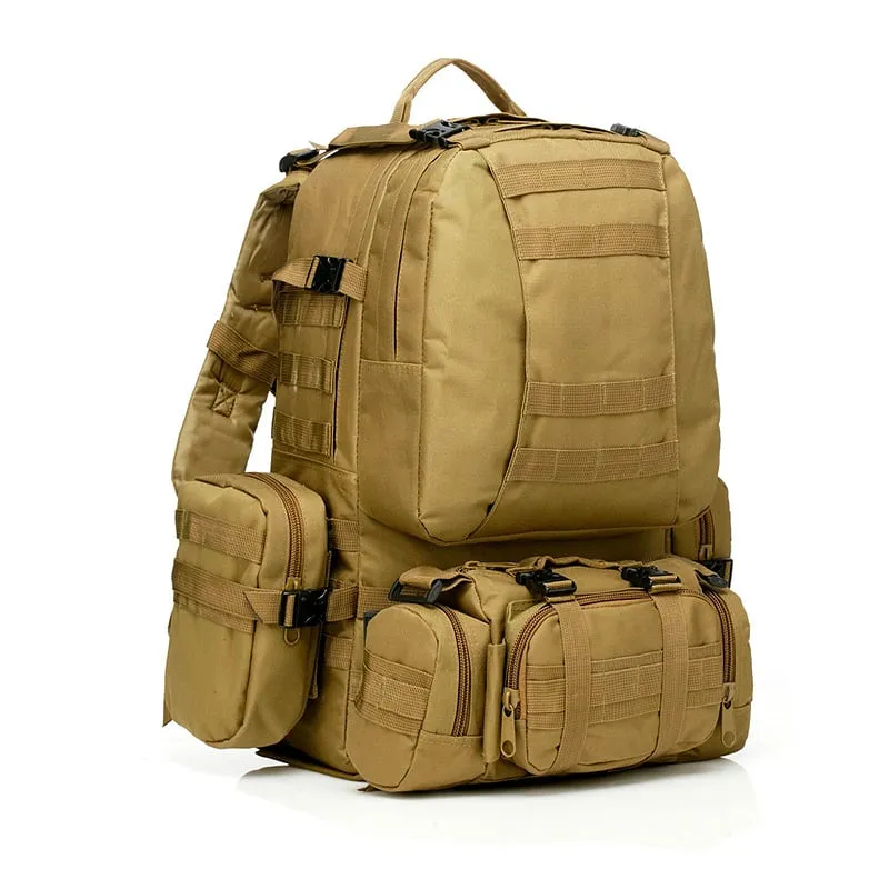 50L Backpack Daypack w/ 3 MOLLE Bags Large Military Style Outdoor Stealth Angel Survival 3M50