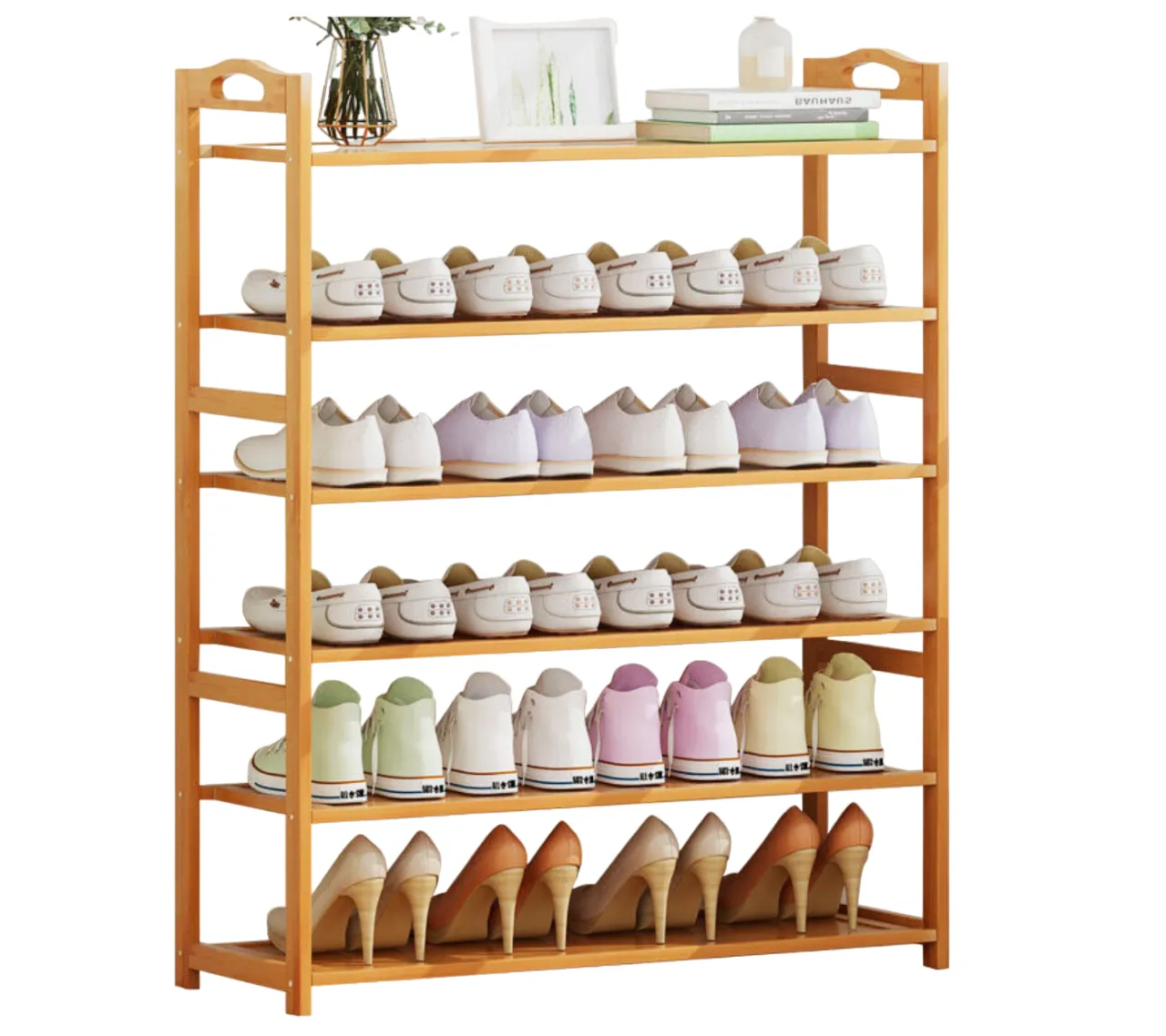 6-Tier Bamboo Shoe Rack Shoe Storage Organizer