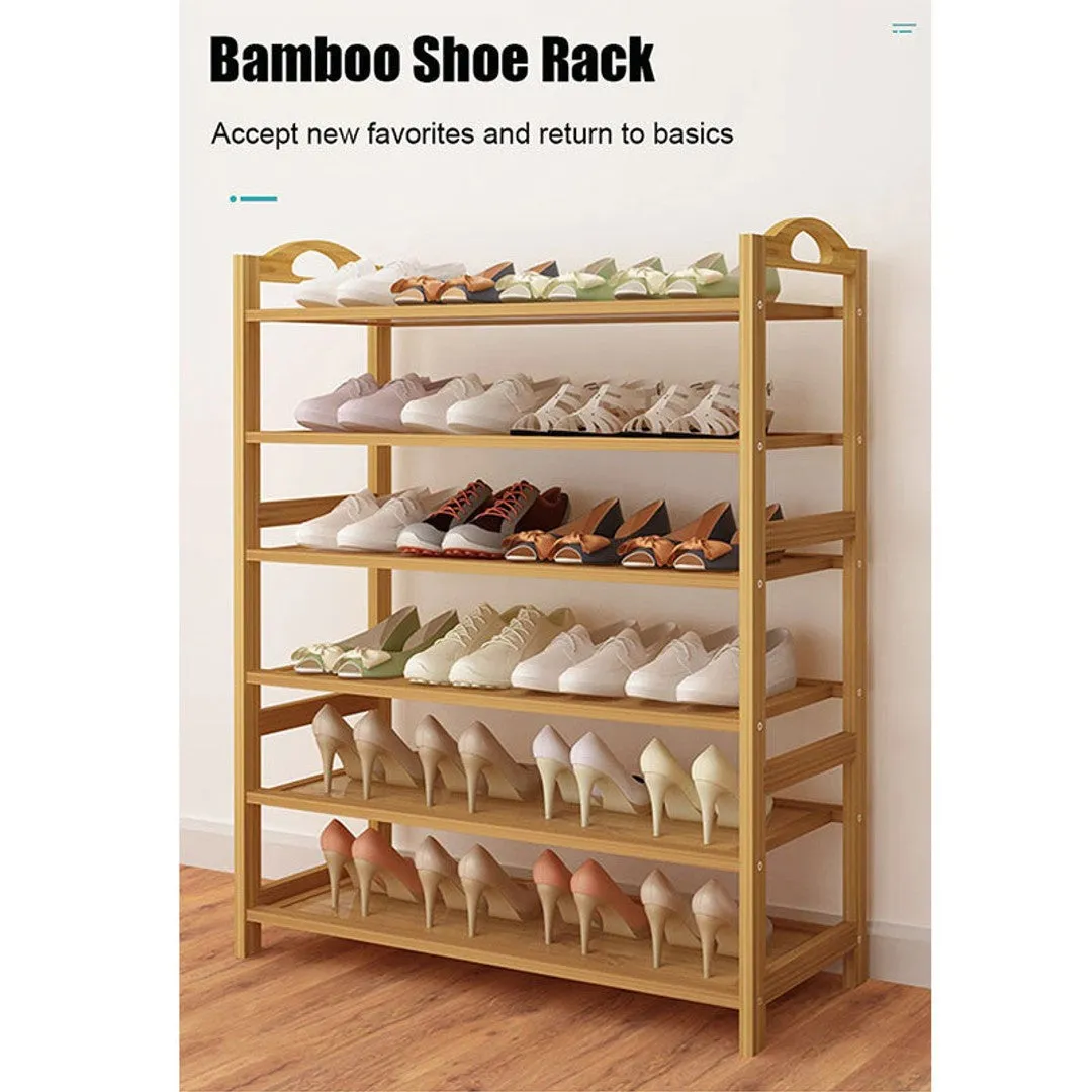 6-Tier Bamboo Shoe Rack Shoe Storage Organizer