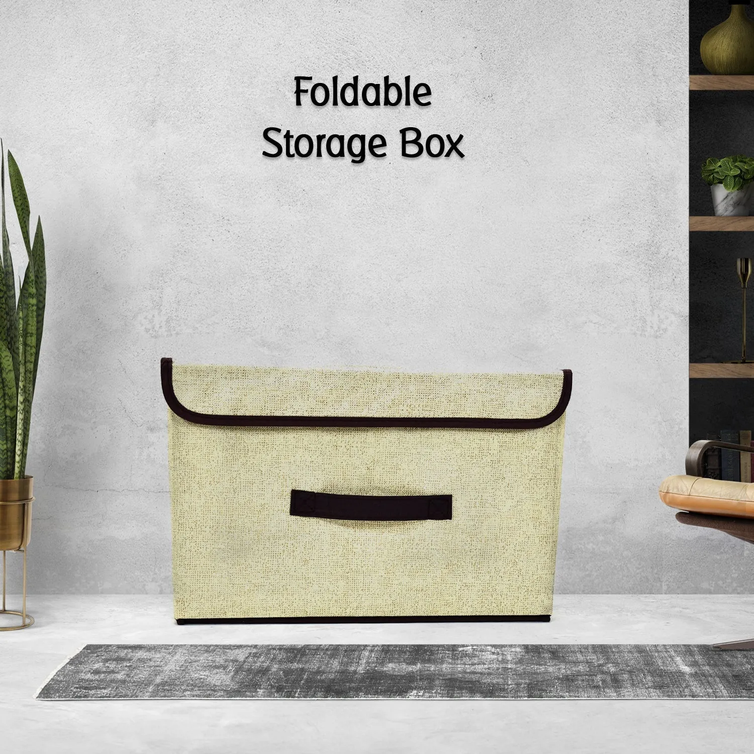 6470 Foldable Storage Box with Lid and Handles, Cotton and Linen Storage Bins and Baskets Organizer for Nursery, Closet, Bedroom, Home