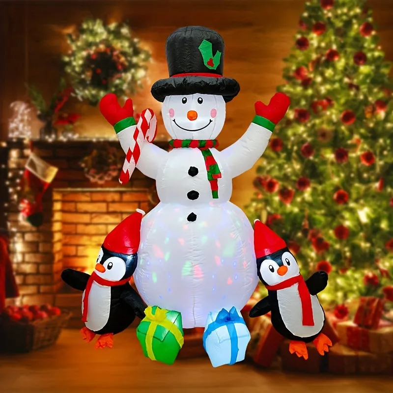 6ft LED-Lit Inflatable Snowman - Perfect for Christmas Yard & Garden Decor, Indoor/Outdoor Holiday Ornament, Winter Wonderland Decorations