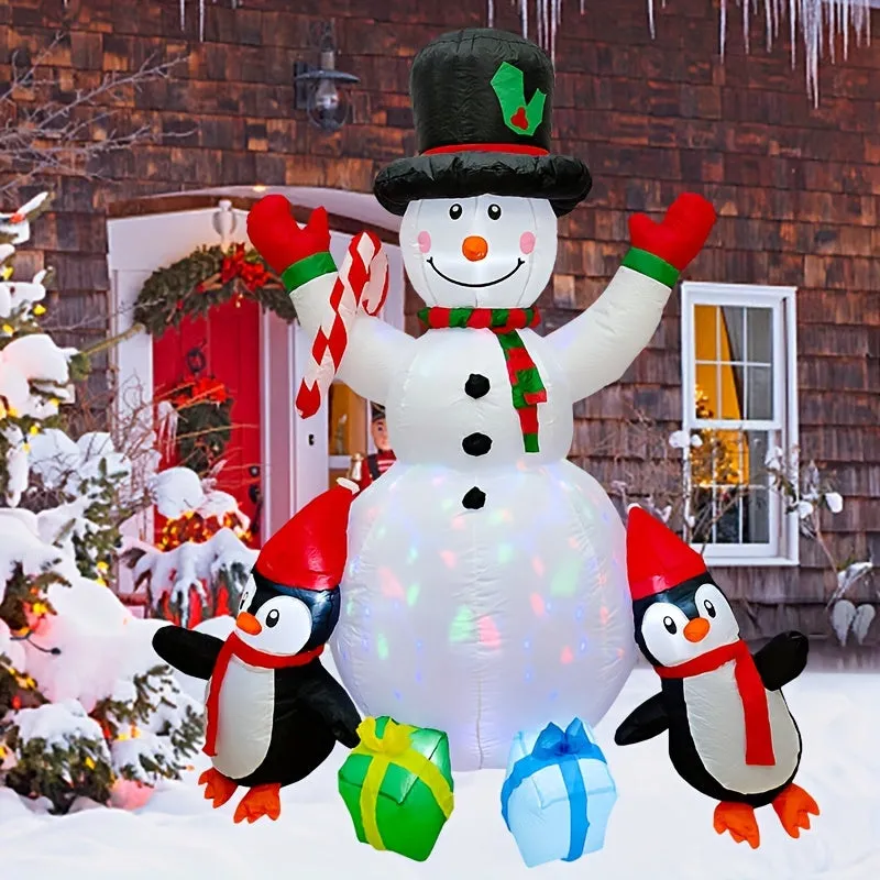 6ft LED-Lit Inflatable Snowman - Perfect for Christmas Yard & Garden Decor, Indoor/Outdoor Holiday Ornament, Winter Wonderland Decorations