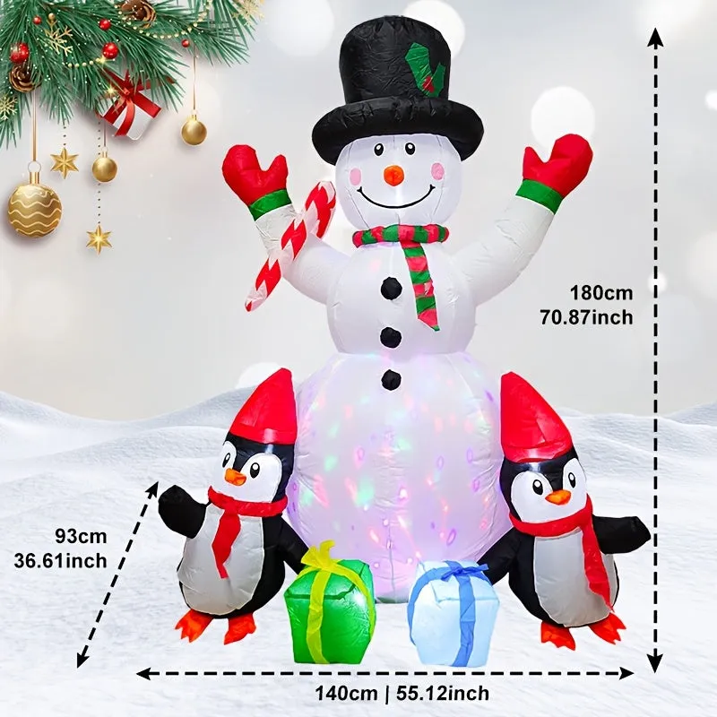 6ft LED-Lit Inflatable Snowman - Perfect for Christmas Yard & Garden Decor, Indoor/Outdoor Holiday Ornament, Winter Wonderland Decorations