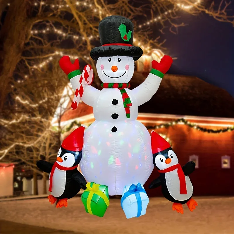 6ft LED-Lit Inflatable Snowman - Perfect for Christmas Yard & Garden Decor, Indoor/Outdoor Holiday Ornament, Winter Wonderland Decorations