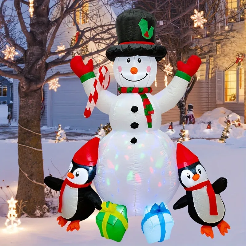 6ft LED-Lit Inflatable Snowman - Perfect for Christmas Yard & Garden Decor, Indoor/Outdoor Holiday Ornament, Winter Wonderland Decorations