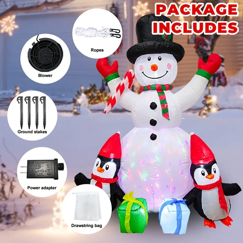 6ft LED-Lit Inflatable Snowman - Perfect for Christmas Yard & Garden Decor, Indoor/Outdoor Holiday Ornament, Winter Wonderland Decorations