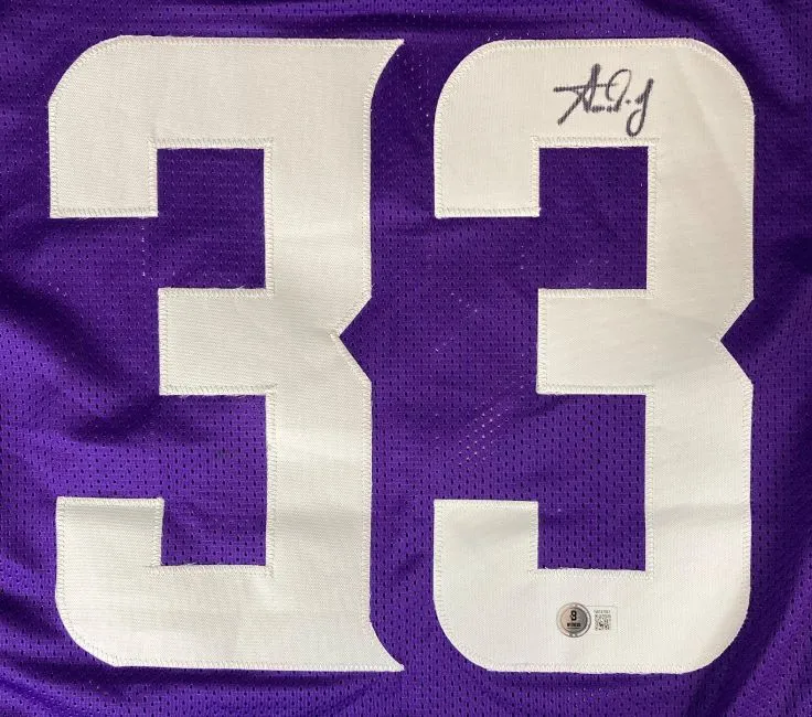 Aaron Jones Minnesota Signed Purple Football Jersey BAS ITP