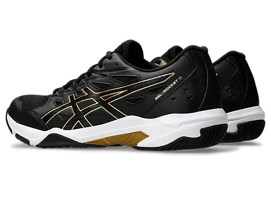 Asics Gel-Rocket 11 Wide Unisex Court Shoe Black/Pure Gold