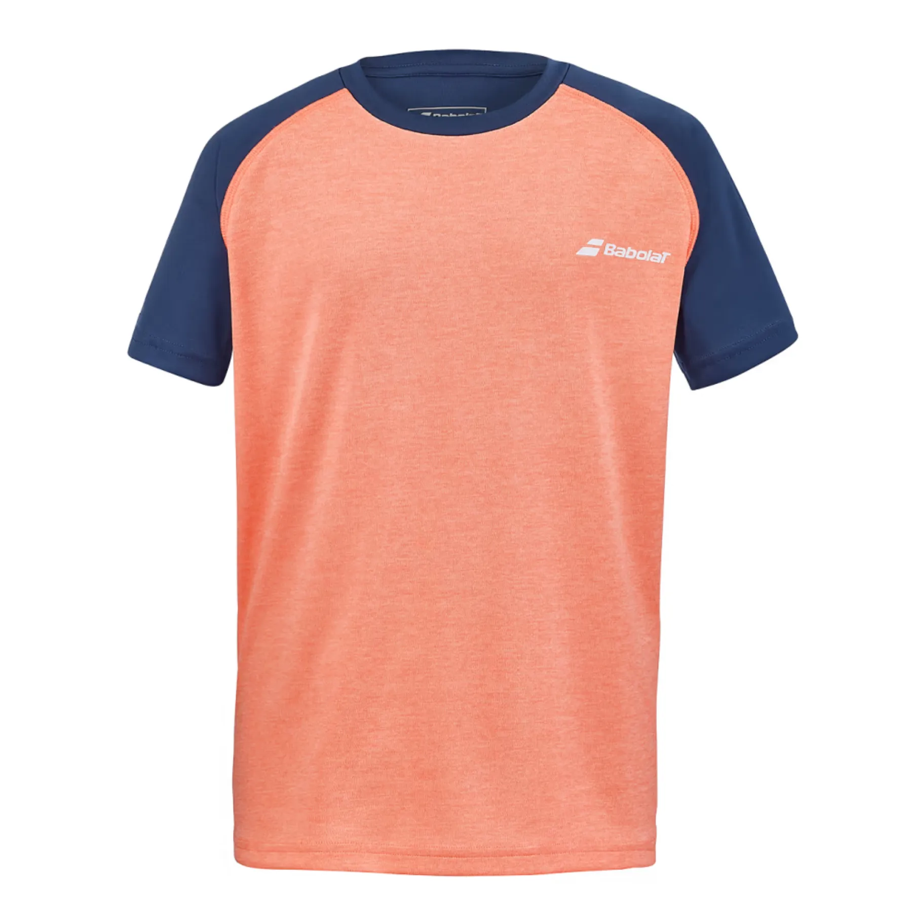 Babolat Play Crew Neck Boy Tee - Fluro Strike/Estate Blue