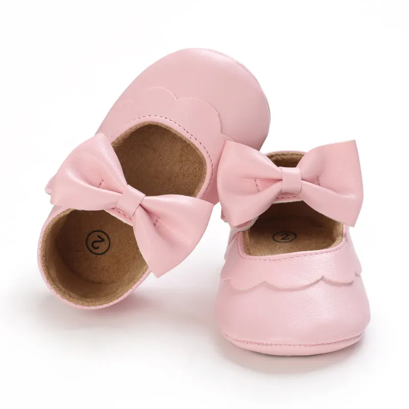 Baby / Toddler White Bowknot Decor Velcro Closure Prewalker Shoes