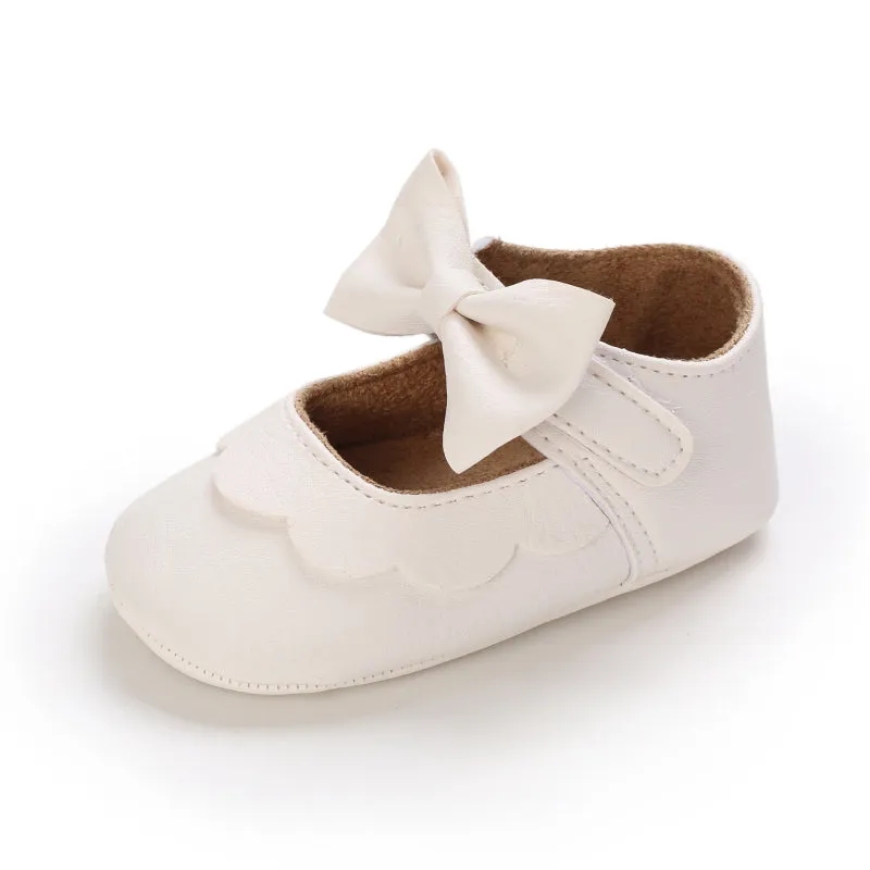 Baby / Toddler White Bowknot Decor Velcro Closure Prewalker Shoes