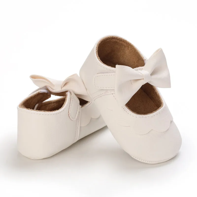 Baby / Toddler White Bowknot Decor Velcro Closure Prewalker Shoes