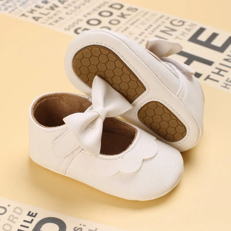 Baby / Toddler White Bowknot Decor Velcro Closure Prewalker Shoes