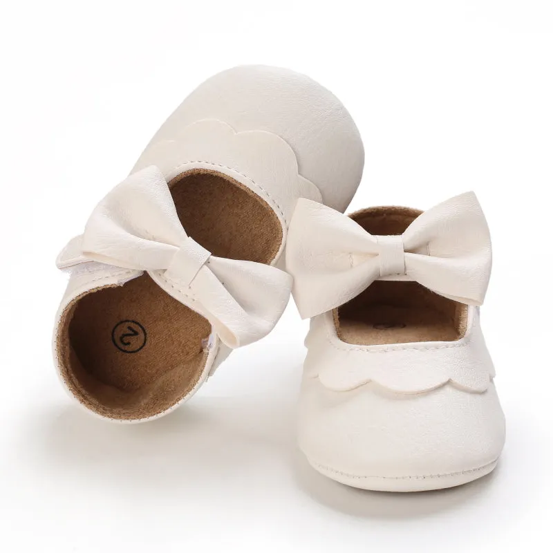 Baby / Toddler White Bowknot Decor Velcro Closure Prewalker Shoes