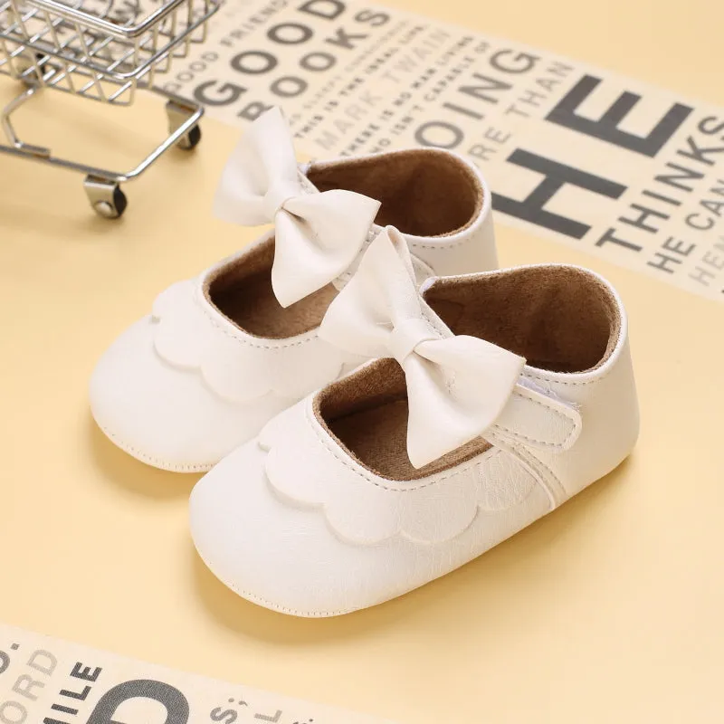 Baby / Toddler White Bowknot Decor Velcro Closure Prewalker Shoes