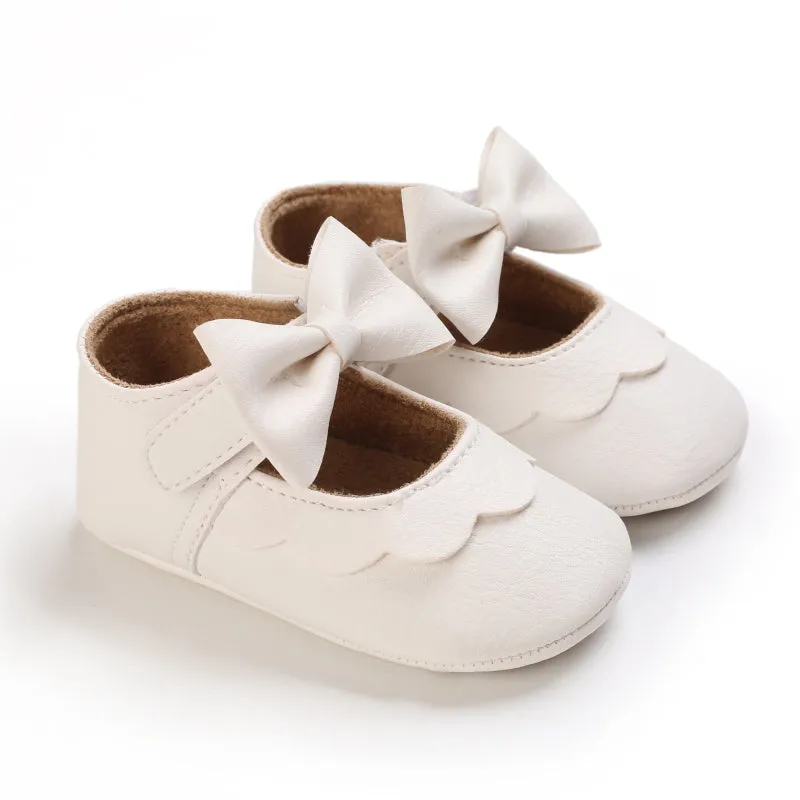 Baby / Toddler White Bowknot Decor Velcro Closure Prewalker Shoes