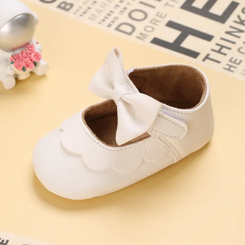 Baby / Toddler White Bowknot Decor Velcro Closure Prewalker Shoes