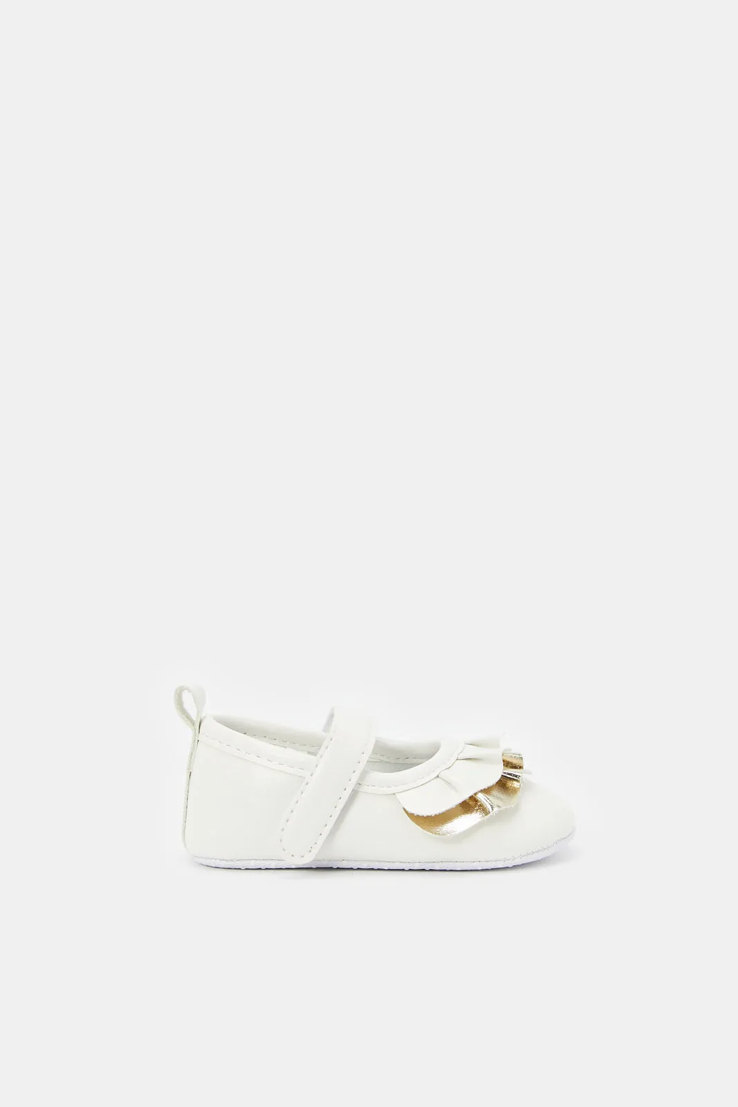 Baby White Embellished Pram Shoe