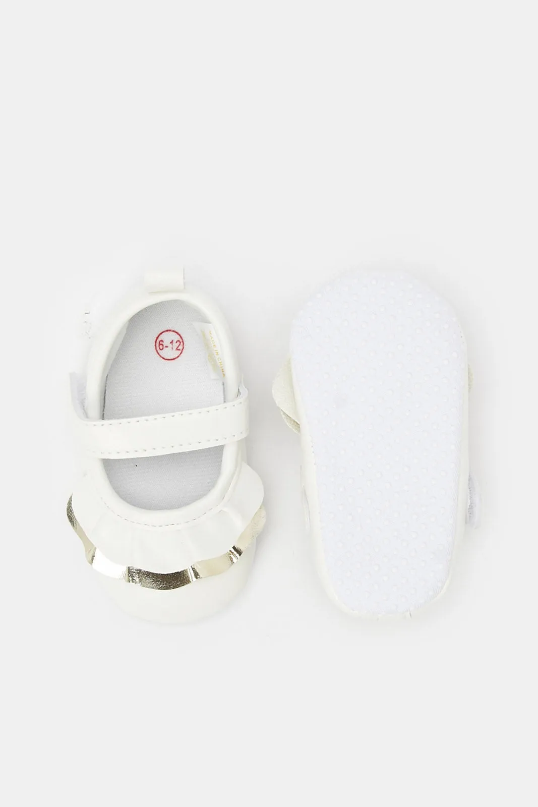 Baby White Embellished Pram Shoe