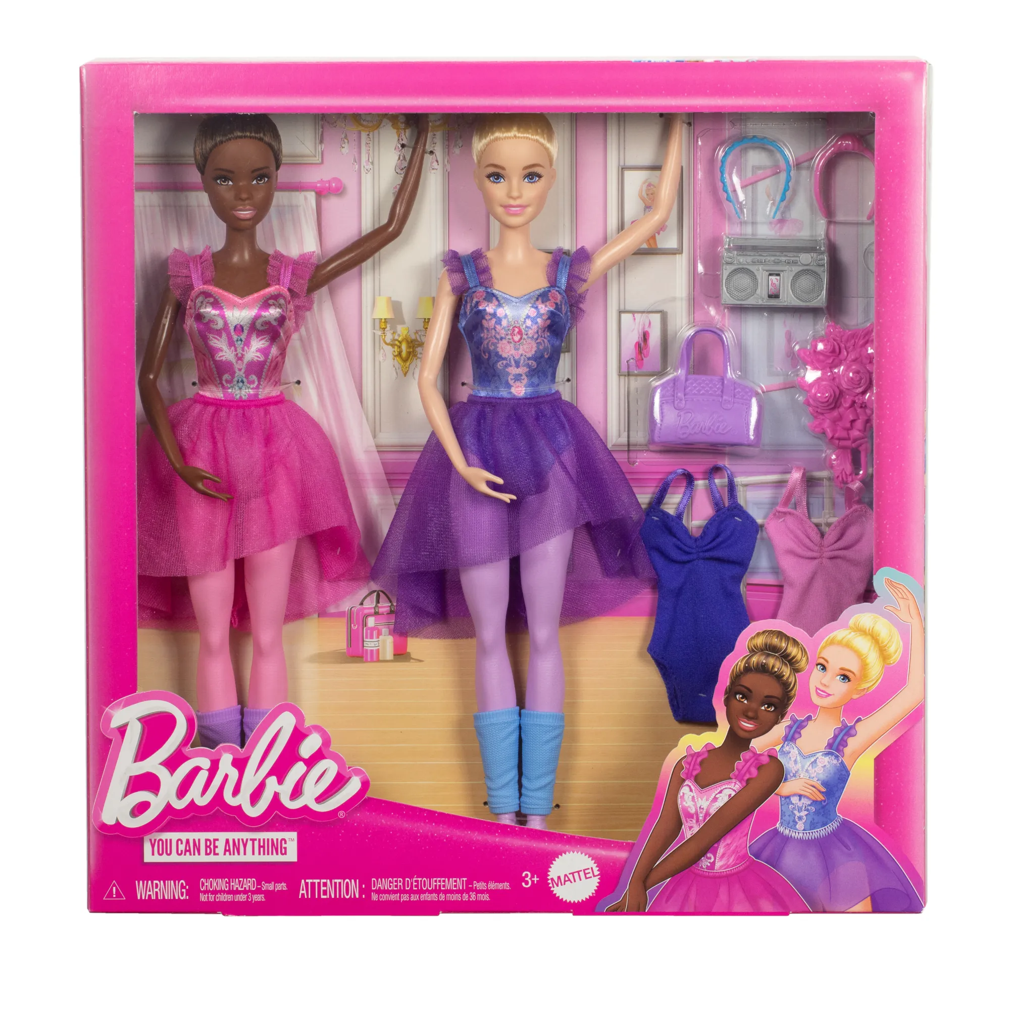 Barbie Ballet Room Set With 2 Ballerina Fashion Dolls, Extra Look & Dance Accessories