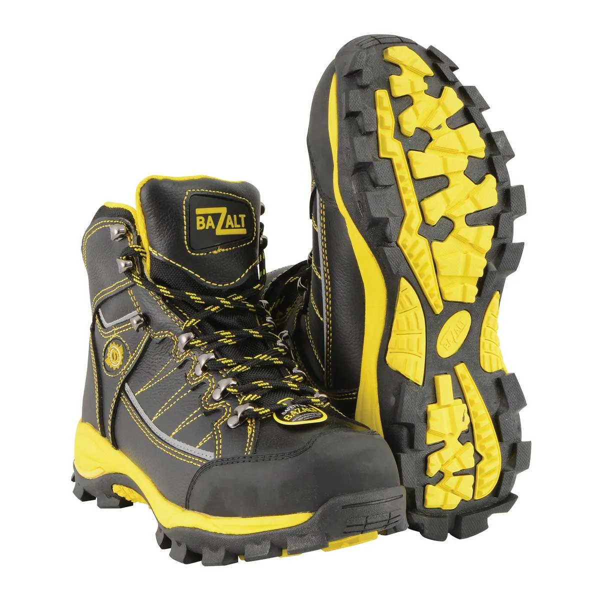 Bazalt MBM9123ST Men's Black with Yellow Water and Frost Proof Leather Boots with Composite-Toe