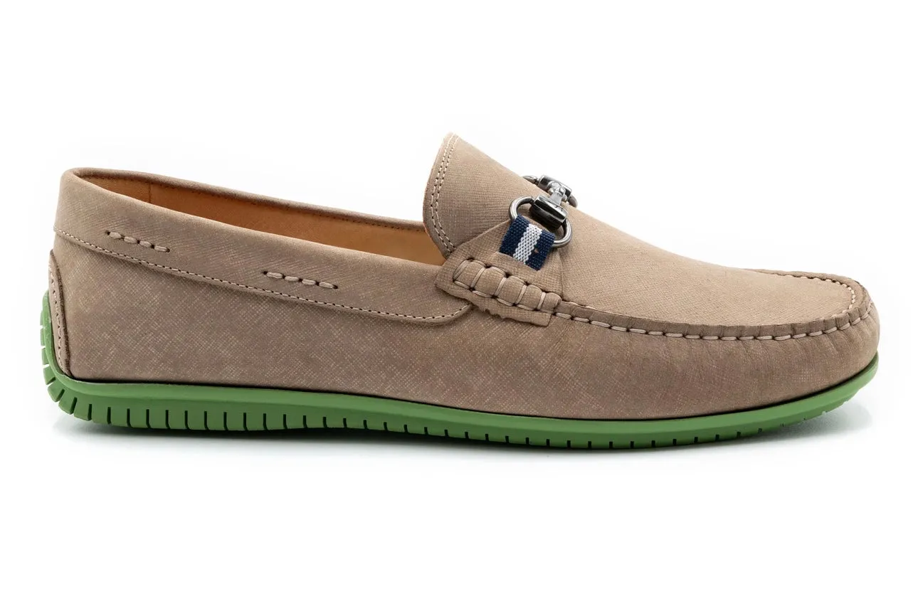 Bermuda Nubuck Horse Bit Loafers in Sand by Martin Dingman