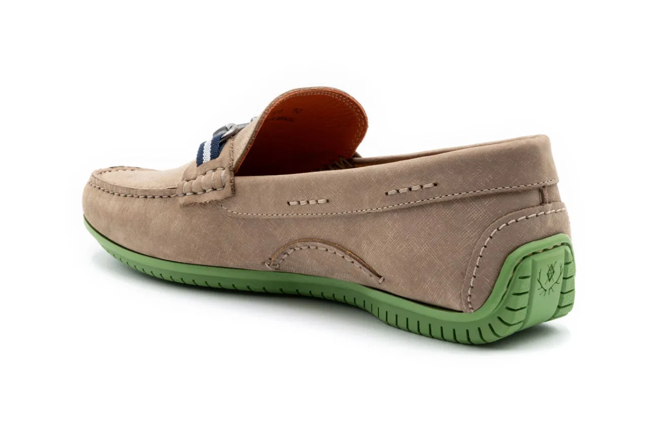 Bermuda Nubuck Horse Bit Loafers in Sand by Martin Dingman