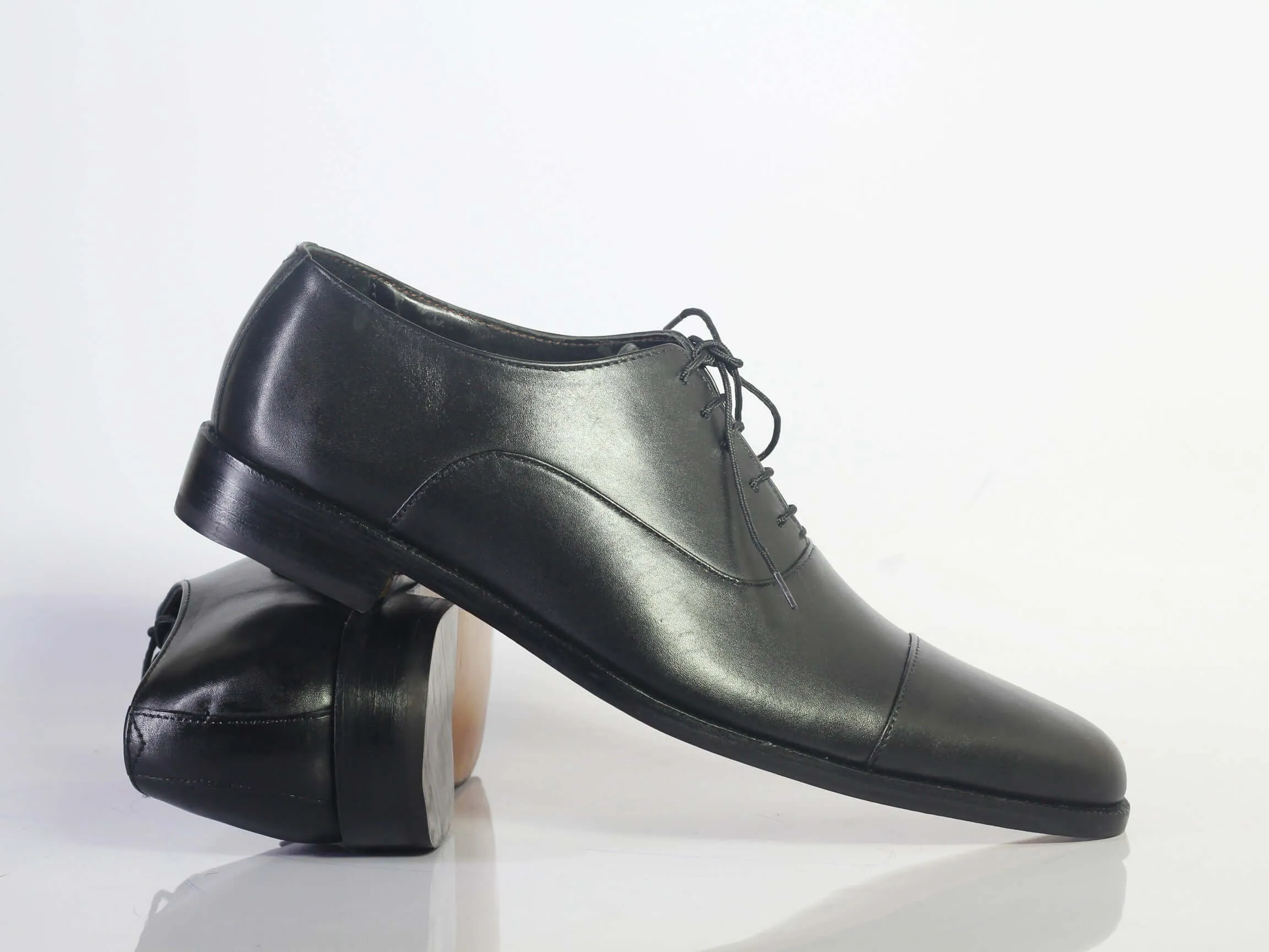 Bespoke Black Leather Lace up Shoe for Men's