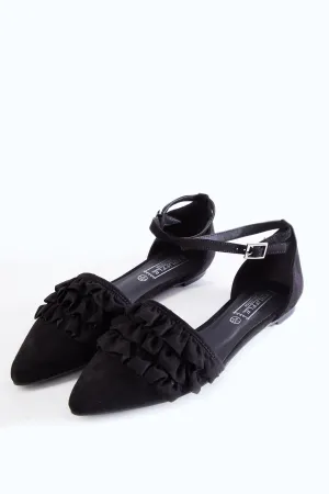 Black Frill Front Court Shoes