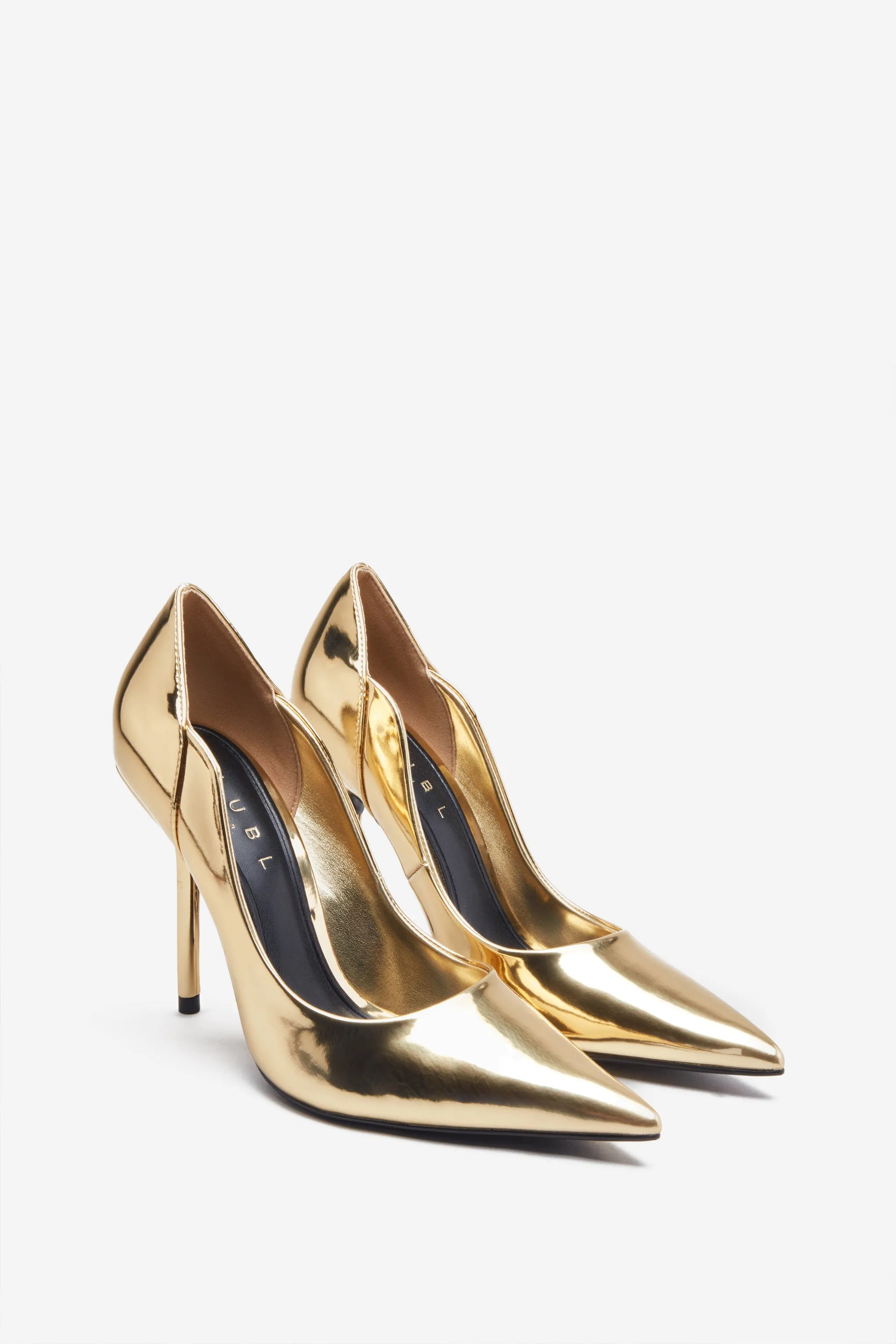 Blade | Gold Metallic Court Heels With Scallop Edge