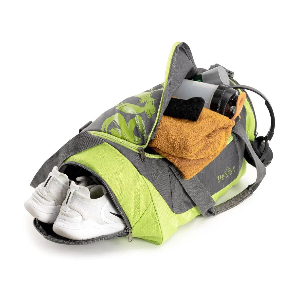 Blaze Gym & Sports Duffel Bag - Grey   Neon Yellow