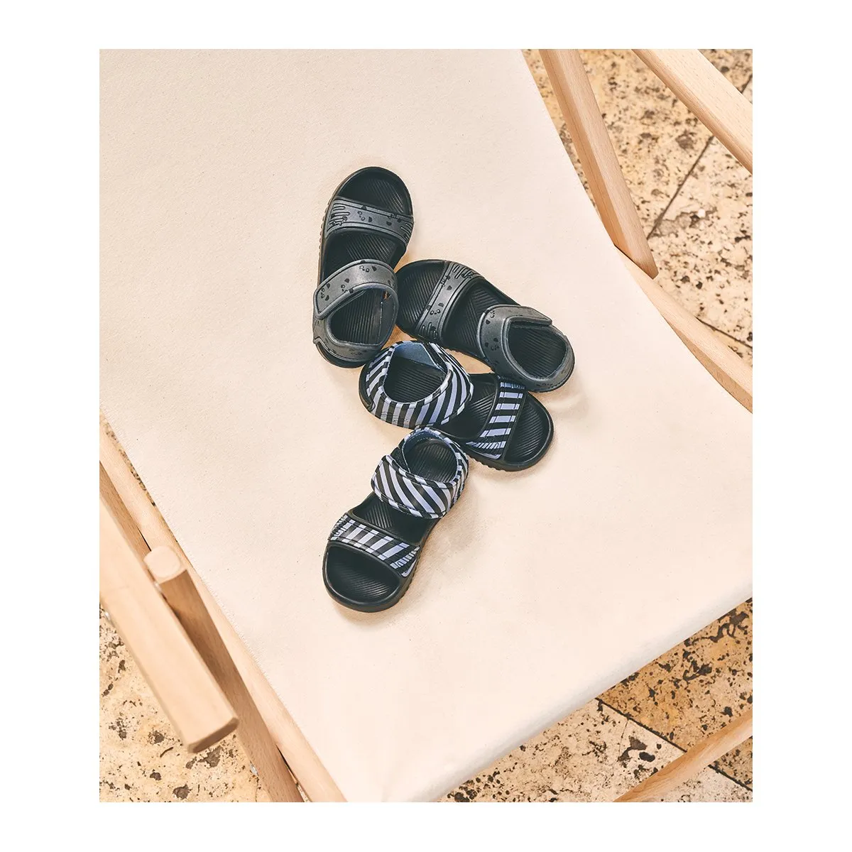 Blumer Sandals - Stripe: Blue wave/black