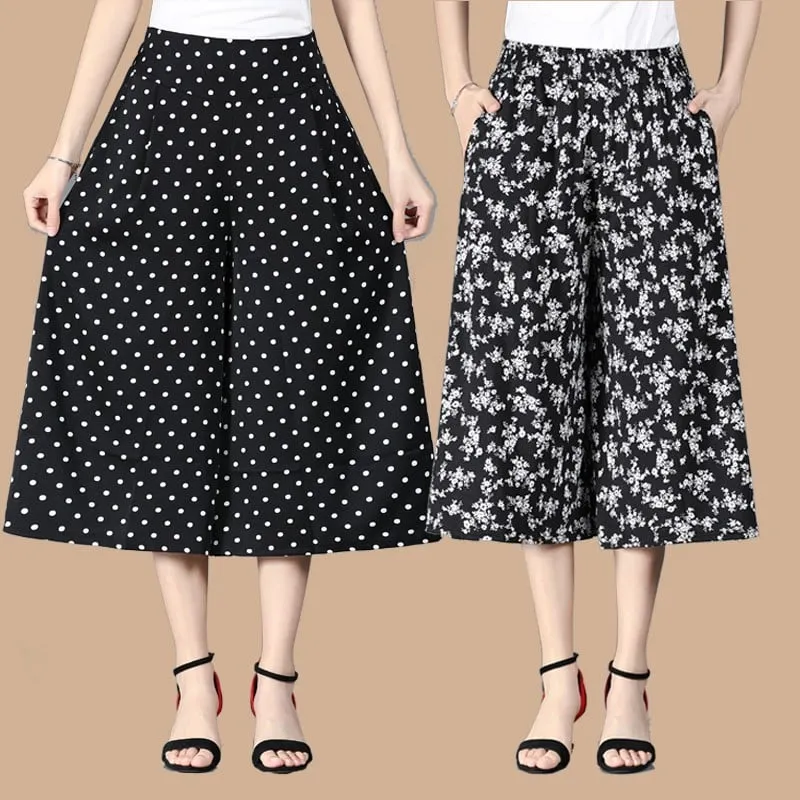 🔥Buy more Save more🔥Women's High Elastic Waist Pleated Chiffon Wide Leg Culottes