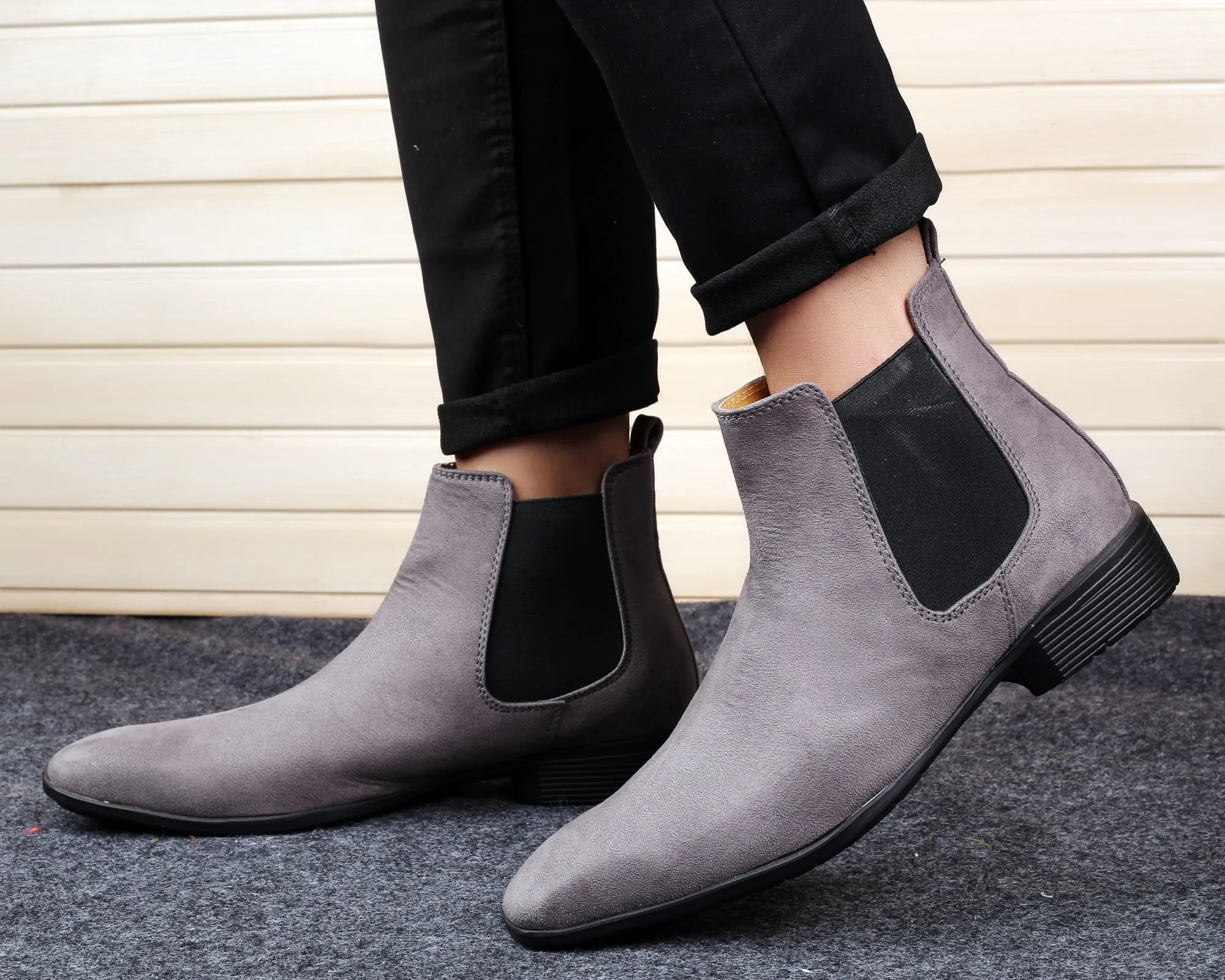 Bxxy's Vegan Suede Ultra Comfortable Slip-on Boots for Men