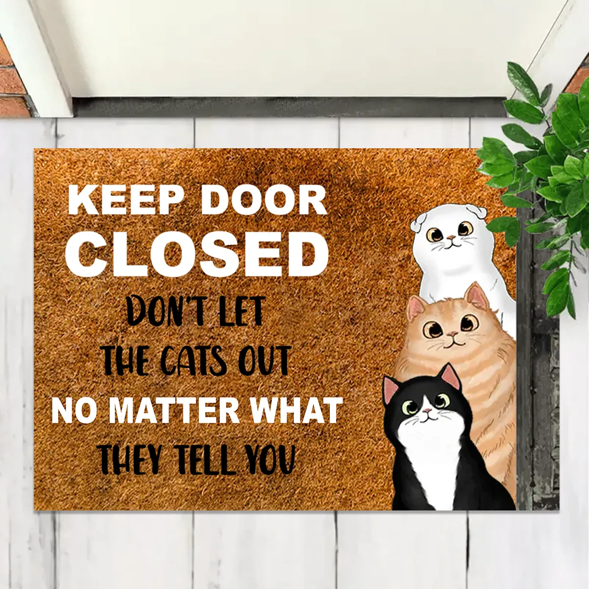 Cat Lovers - Keep Door Closed Don't Let The Cats Out - Personalized Doormat (Ver 2 )