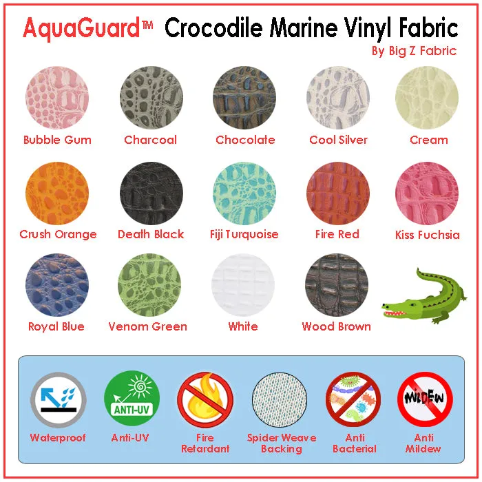 Charcoal Crocodile Marine Vinyl Fabric / Sold By The Yard