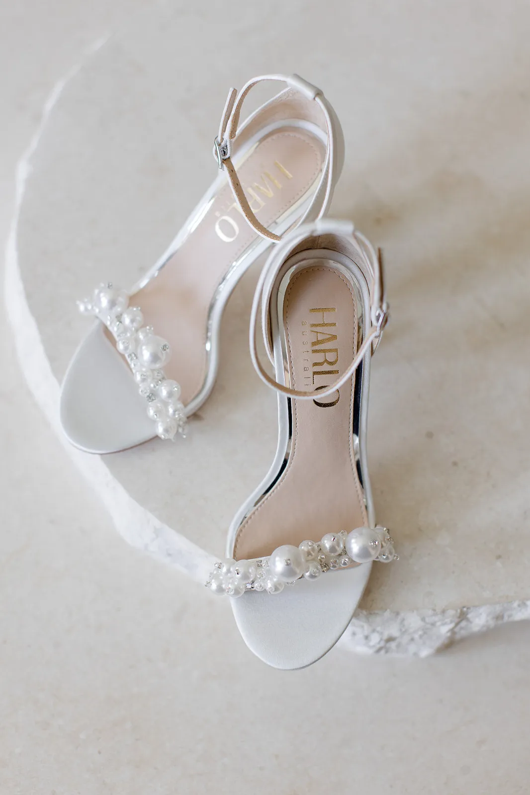 Charlotte - White Statement Pearl High Block Heels