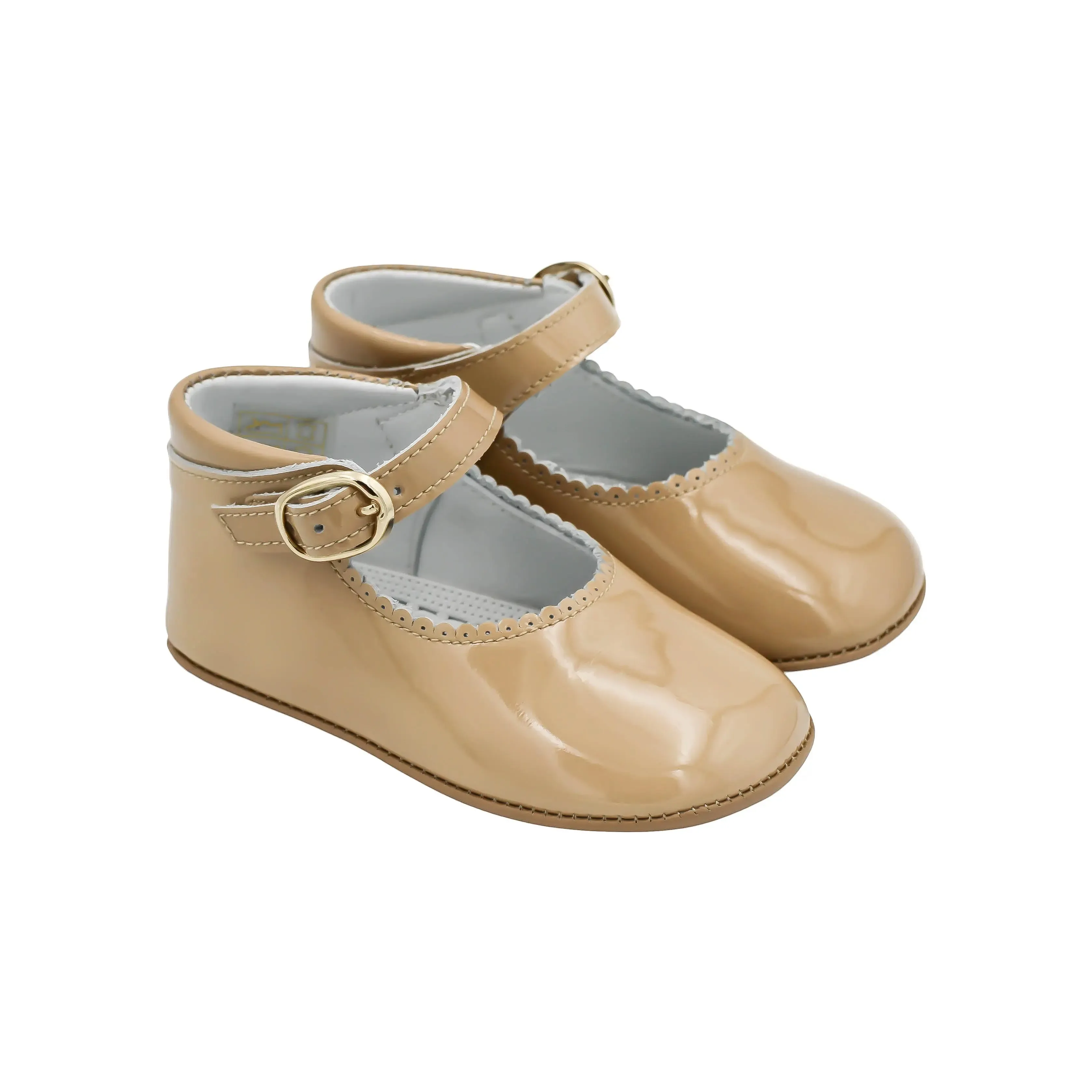 Chloe- Tan Patent Leather Baby Mary Jane Shoes