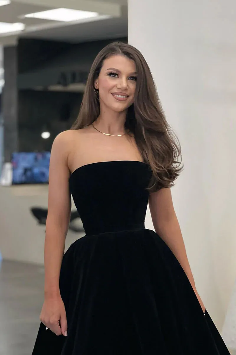 Classic Strapless A-Line Knee Length Cocktail Homecoming Dress