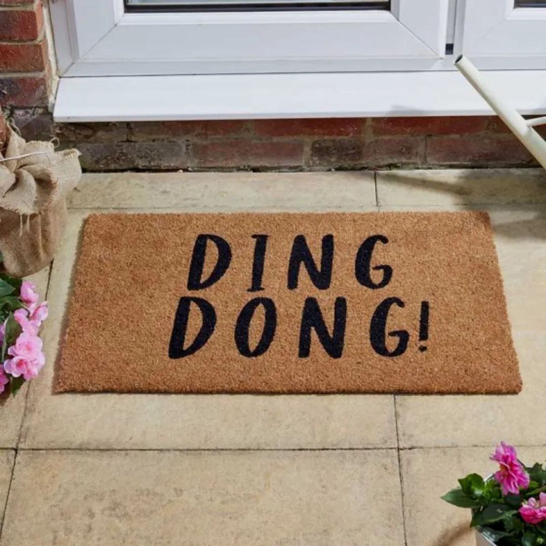 Coir Door Mat Ding Dong 45 x 75cm