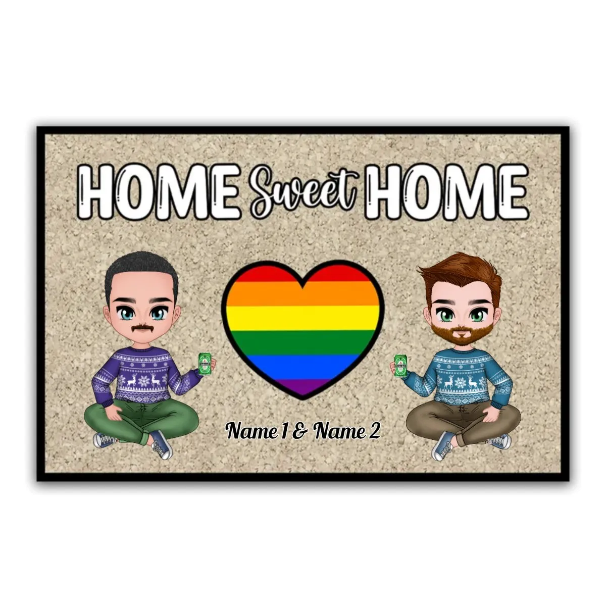 Couple - Home Sweet Home - Personalized Doormat - Gift For Wife Husband V1