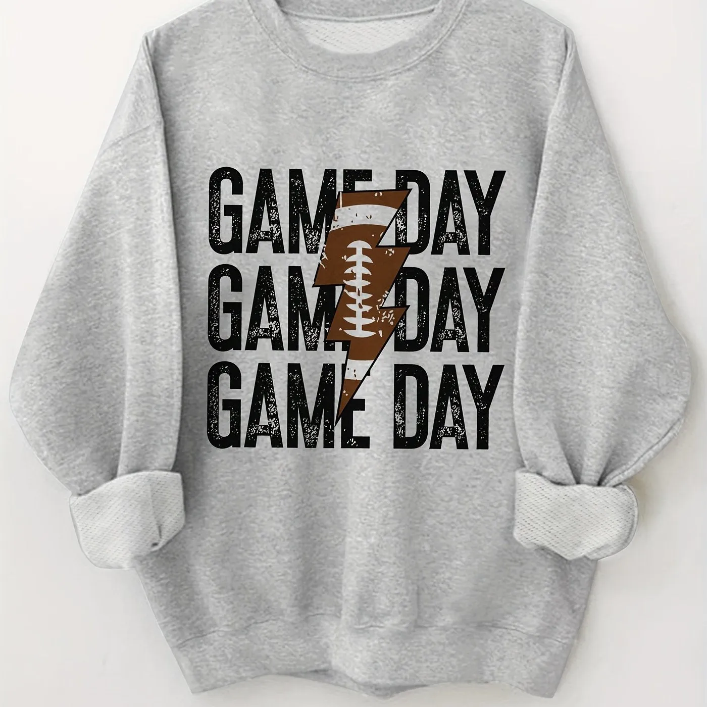 Cozy Game Day Print Pullover Sweatshirt - Fashion Sweatshirts for Women - Casual Long Sleeve Crew Neck Design, Soft and Warm for Fall & Winter, Perfect for Outdoor Activities