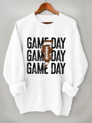 Cozy Game Day Print Pullover Sweatshirt - Fashion Sweatshirts for Women - Casual Long Sleeve Crew Neck Design, Soft and Warm for Fall & Winter, Perfect for Outdoor Activities